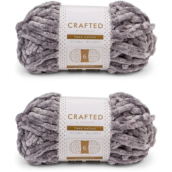 Crafted By Catherine Yarn Gray Luxe Velvet Yarn 2 Pack #6 Yarn - Picture 1 of 5